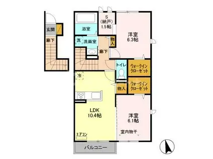 アーバンヒルズIII(2LDK/2階)の間取り写真