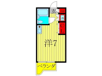 ハイホーム流山(ワンルーム/2階)の間取り写真
