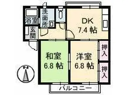 フレグランスKII(2DK/2階)の間取り写真