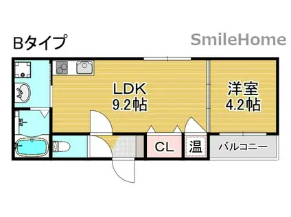 GRANDIR御崎I(1LDK/2階)の間取り写真