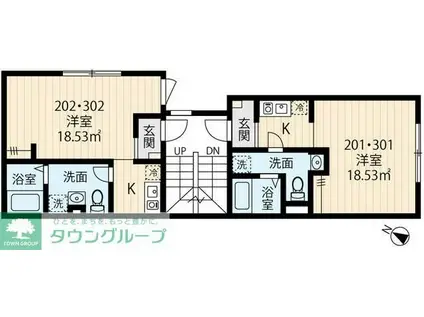 アミスタ亀有(1K/2階)の間取り写真