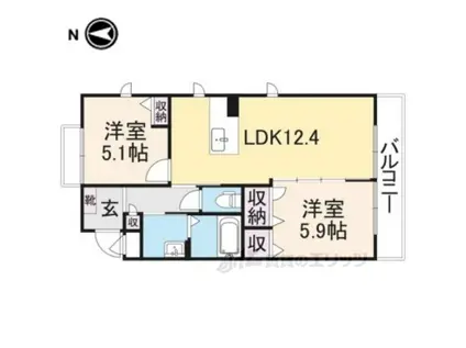 クラネイア2(2LDK/2階)の間取り写真