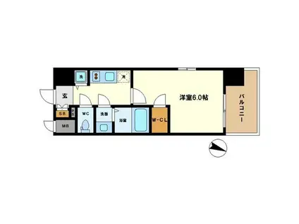 エスリード中之島サウス(1K/10階)の間取り写真