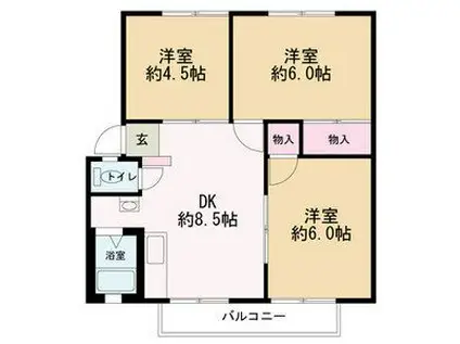 コルティオ 1(3DK/2階)の間取り写真