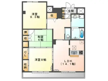 イグレット・シャトー(3LDK/1階)の間取り写真