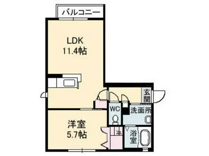 シャーメゾンフェリス壱番館(1LDK/2階)の間取り写真
