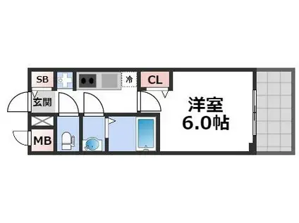 プレサンス四天王寺前夕陽ヶ丘 凛宮(1K/7階)の間取り写真