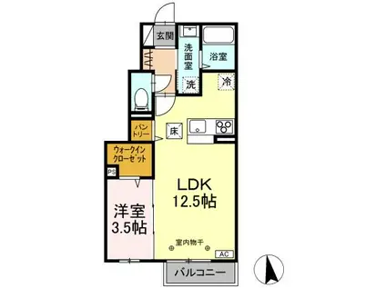 D-ROOM南二番町(1LDK/1階)の間取り写真
