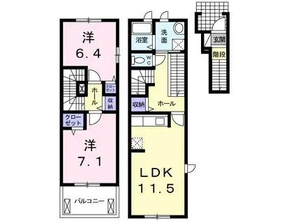 カンパーニャ・ミリオーネ(2LDK/2階)の間取り写真