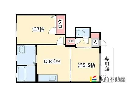 シャーメゾン御所ノ内(2DK/1階)の間取り写真
