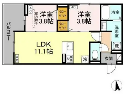 セレスティア新小岩(2LDK/3階)の間取り写真