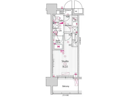 グランド・ガーラ川崎西口(1K/12階)の間取り写真