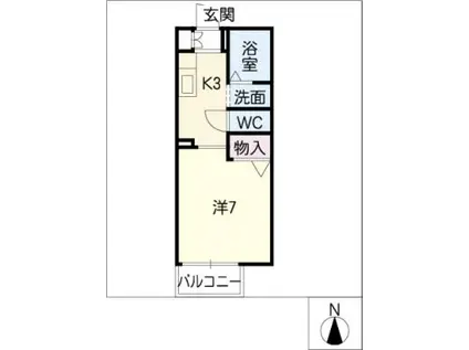 ベルメゾン(1K/2階)の間取り写真