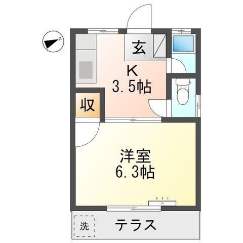 レニーハイツ(1K/1階)の間取り写真