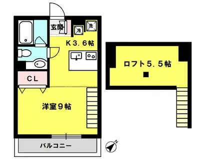フォルトゥーナ(1K/2階)の間取り写真
