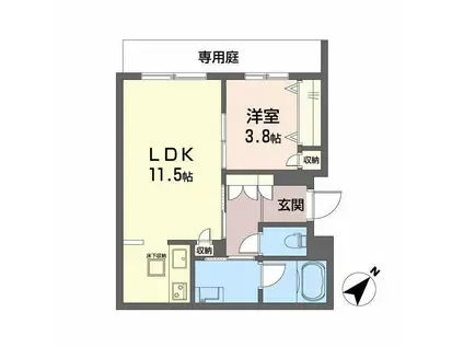 シャーメゾンアルメリア(1LDK/1階)の間取り写真