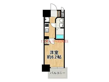 エグゼ大阪CITYツヴァイ(1K/6階)の間取り写真