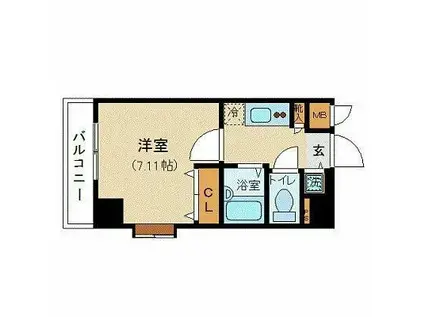 K&W西新橋(1K/4階)の間取り写真