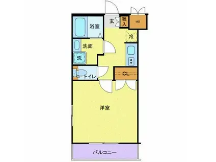 ラグジュアリーアパートメント砧(1K/4階)の間取り写真