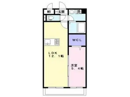 カサグランデ本町(1LDK/2階)の間取り写真