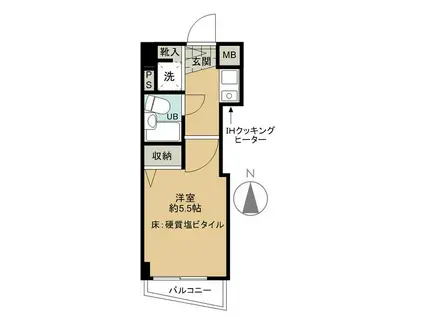 フェニックス茗荷谷(1K/7階)の間取り写真