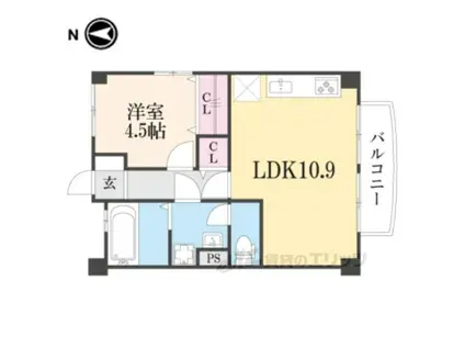 グリーンハイツ竹宇(1LDK/1階)の間取り写真