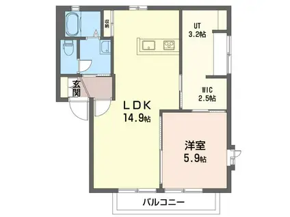 サンライズC(1LDK/2階)の間取り写真
