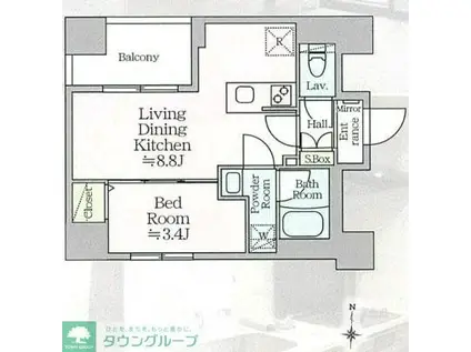 プロスタイルウェルス浅草アイル(1LDK/2階)の間取り写真