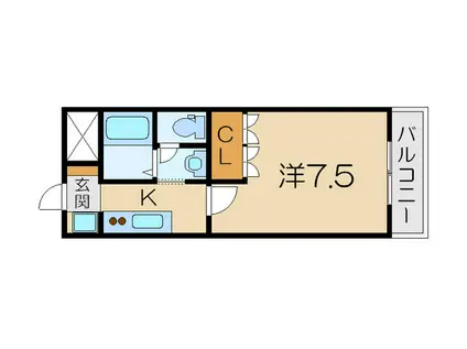 サンハイツオクヤマII(1K/2階)の間取り写真