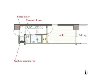 VIENTO VERDE(1K/11階)の間取り写真