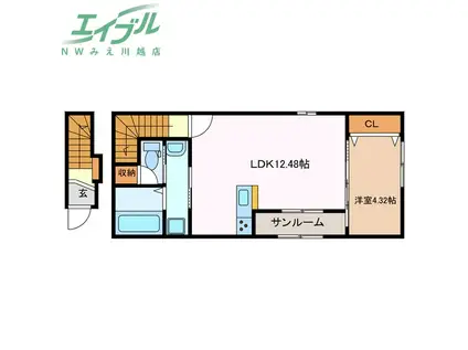 LEBOIS桑名 II(1LDK/2階)の間取り写真