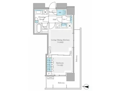 パークシティ中野ザタワー ブリーズ(1LDK/18階)の間取り写真