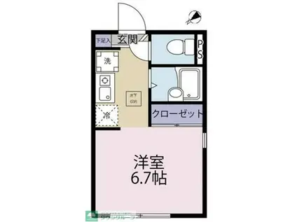 ルネコート高砂 B棟(ワンルーム/1階)の間取り写真