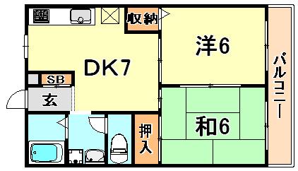 ハイツRISA(2DK/2階)の間取り写真
