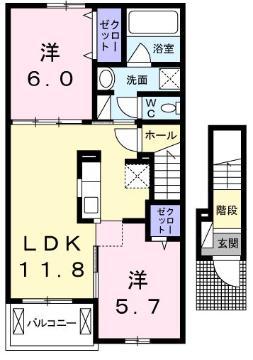 アクティフ浦上(2LDK/2階)の間取り写真
