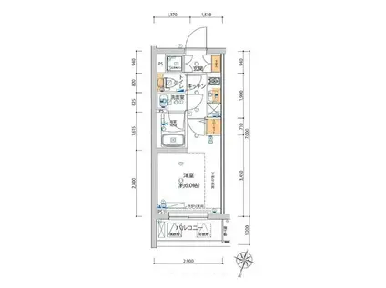 RISING PLACE綾瀬(1K/5階)の間取り写真