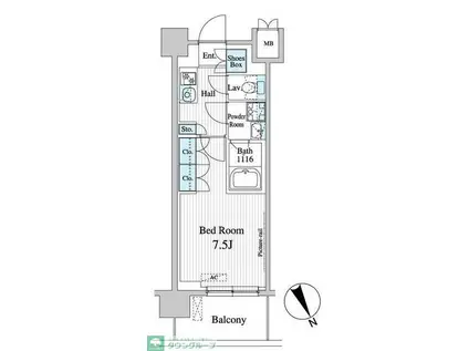 プレノ清澄庭園(1K/3階)の間取り写真