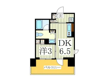 PARK AXIS 柏(1DK/10階)の間取り写真