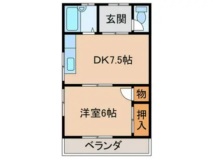 コーポ北垣(1DK/2階)の間取り写真