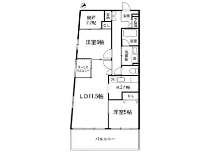 ラフィーネ・パレ(2SLDK/3階)の間取り写真