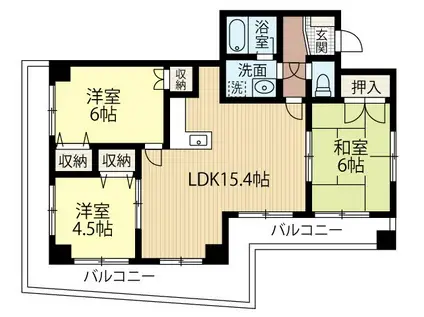 緑隣館西(3LDK/2階)の間取り写真