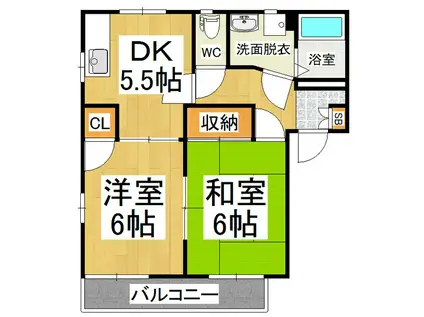 メゾンド大西B(2DK/2階)の間取り写真