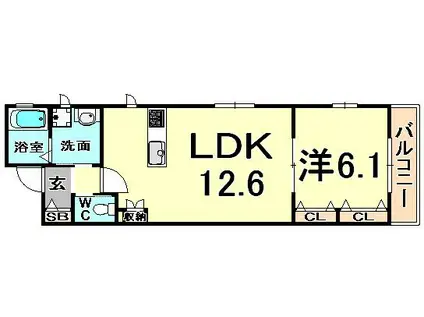 ボンボニエール(1LDK/2階)の間取り写真