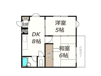 ジョイテル西田辺II(2DK/3階)の間取り写真