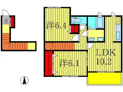 エミネンスB棟(2LDK/2階)の間取り写真