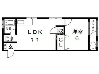 ターフィーズフラット菱屋西(1LDK/1階)の間取り写真