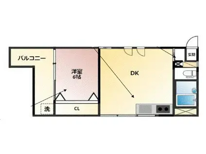 関屋ステーションハイツ(1LDK/5階)の間取り写真