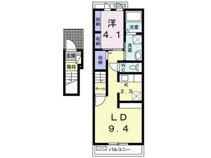 ソーレ フジ IV(1LDK/2階)の間取り写真