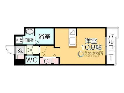 S-RESIDENCE久留米六ツ門ABRイーストII(ワンルーム/13階)の間取り写真