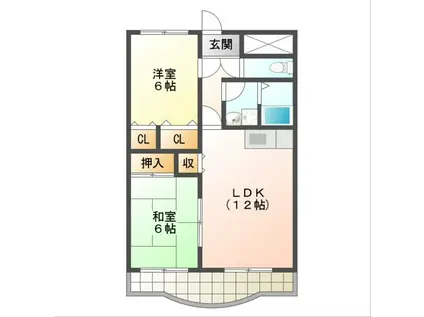 ウイングコートエトワール萩山(2LDK/1階)の間取り写真